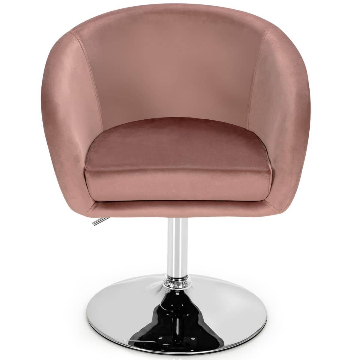 CostwayChaise Pivotante en Velours Fauteuil de Bureau réglable en Hauteur Base Galvanisée Charge 125kg Rose