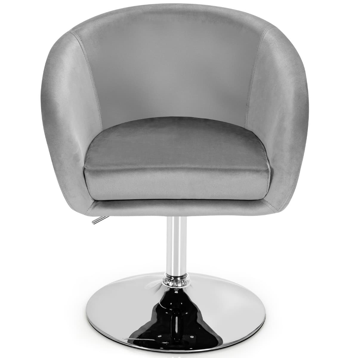 CostwayChaise Pivotante en Velours Fauteuil de Bureau réglable en Hauteur Base Galvanisée Charge 125kg Gris